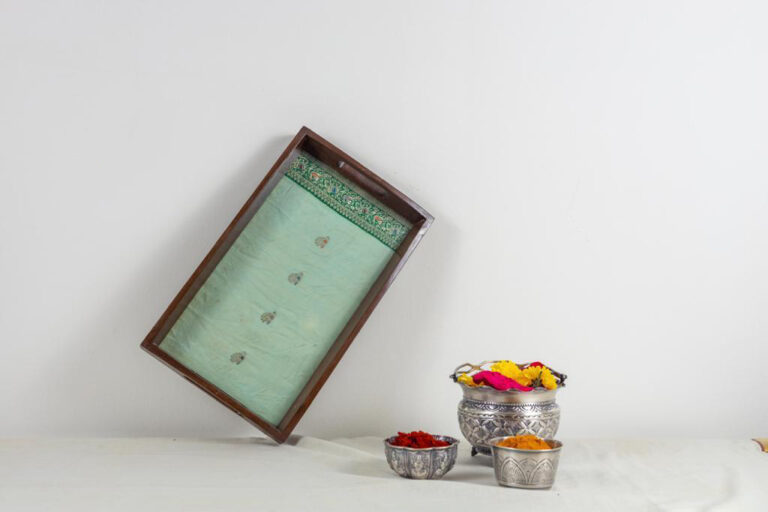 Trays - Small Tray Pale Banares silk