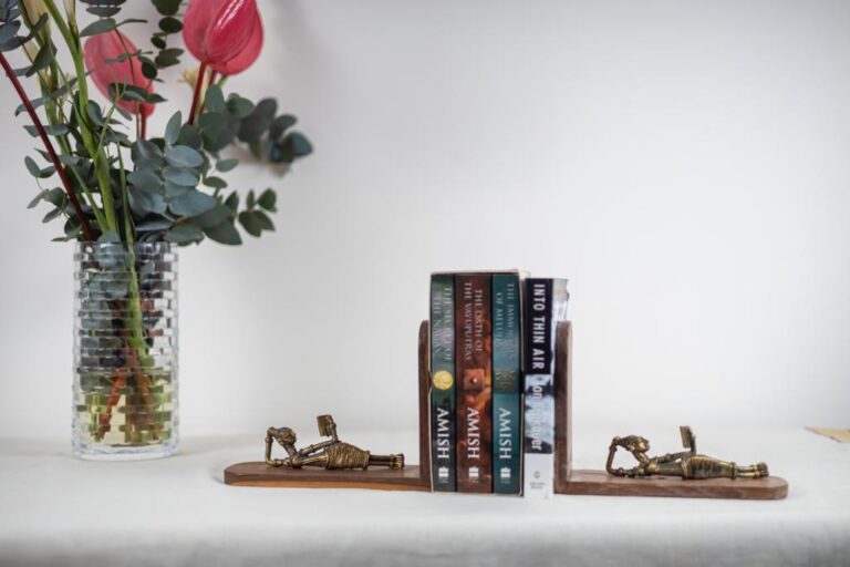 Bookends with Dhokra art from Orissa.