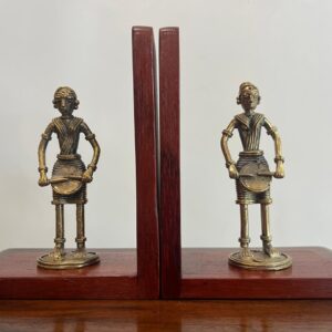 Padauk bookends embellished with brass Dogra art