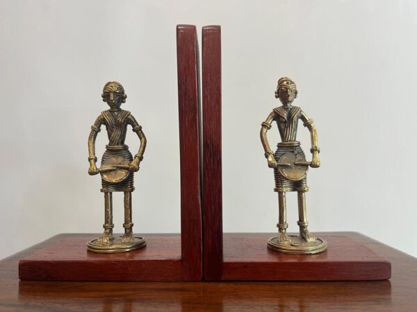 Padauk bookends embellished with brass Dogra art